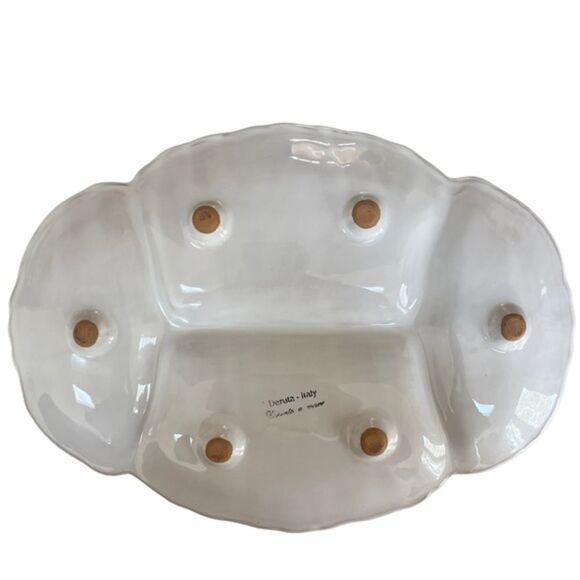 Vintage Deruta Italian Pottery Divided Serving Platter Ducks 13 X 9 1/2 - Picture 2 of 4